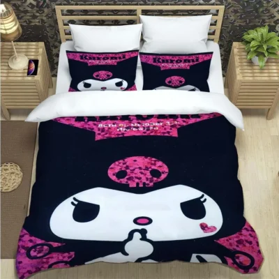 Cartoon Image Kuromis Pattern Quilt Cover With Pillowcases 3D Digital Printed Bedding Set Twin Full Queen 20 - Kuromi Store